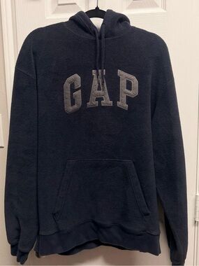 GAP Dark Navy Hooded Fleece Pullover with Contrast Logo